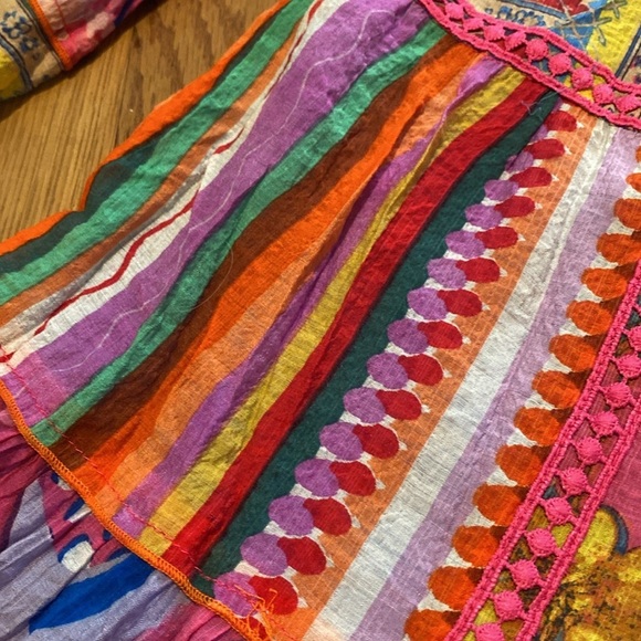 Calessa Fiesta Patchwork Print Boho Hippie Festival Square Neck Top Sz SMALL - Picture 6 of 11